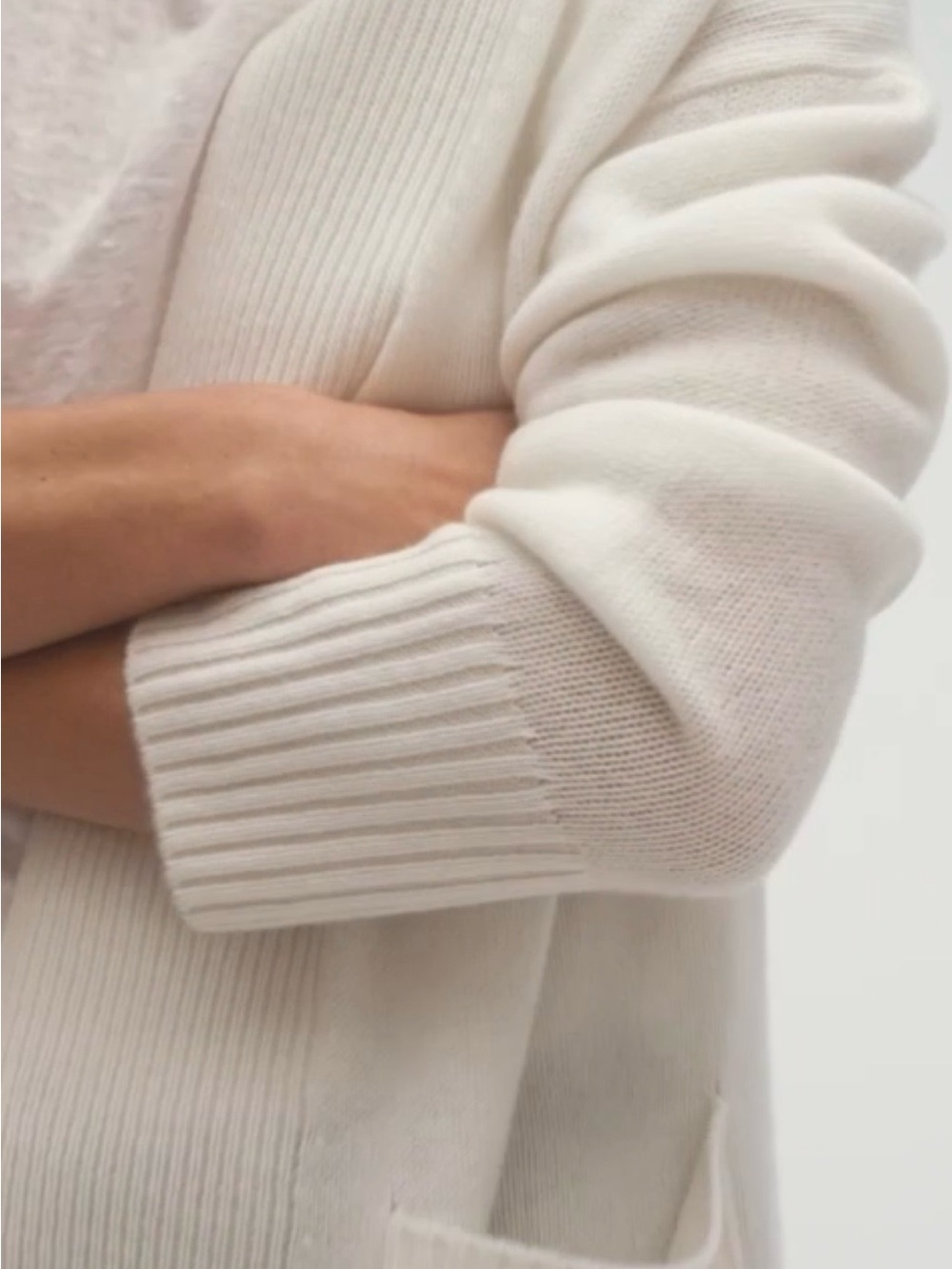 Naked cashmere Cream Open-Front Ribbed Pocket Cardigan - Picture 5 of 14